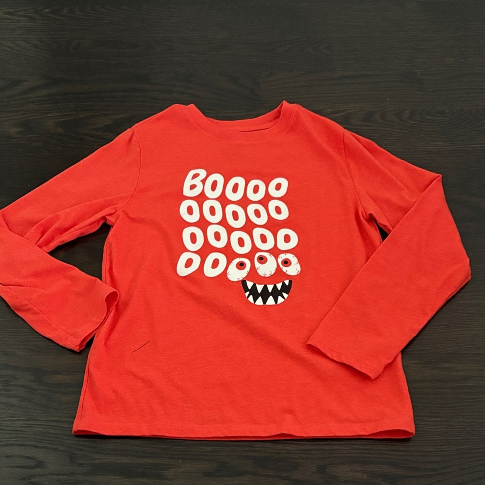 Kids Orange Monster Graphic Long Sleeve Shirt